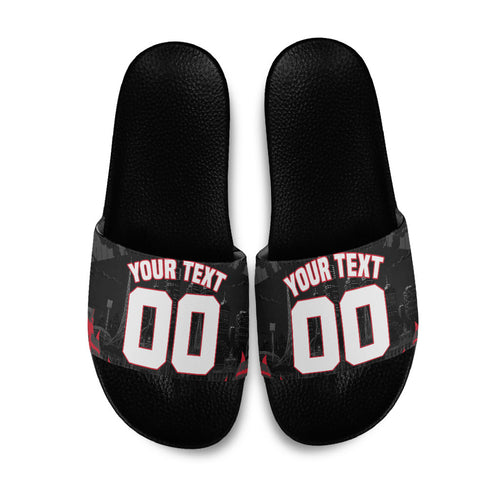 Personalised Essendon Bombers Football Slide Sandals Fierce Mosquito Mascot 3D Grunge City Art