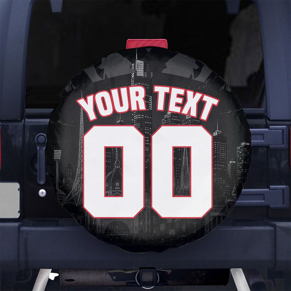 Personalised Essendon Bombers Football Spare Tire Cover Fierce Mosquito Mascot 3D Grunge City Art