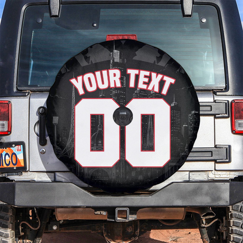 Personalised Essendon Bombers Football Spare Tire Cover Fierce Mosquito Mascot 3D Grunge City Art
