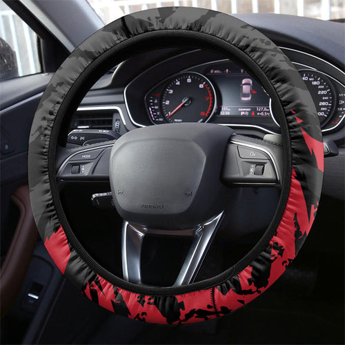 Essendon Bombers Football Steering Wheel Cover Fierce Mosquito Mascot 3D Grunge City Art
