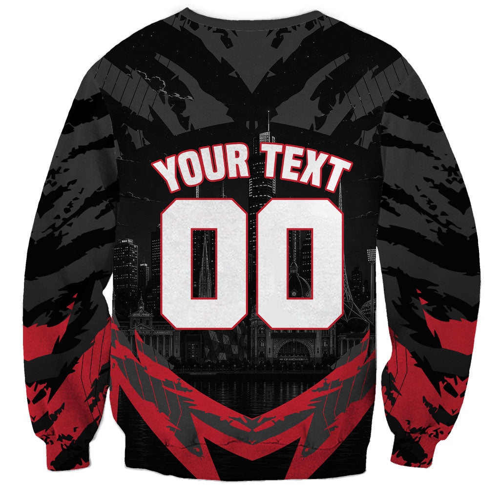 Personalised Essendon Bombers Football Sweatshirt Fierce Mosquito Mascot 3D Grunge City Art