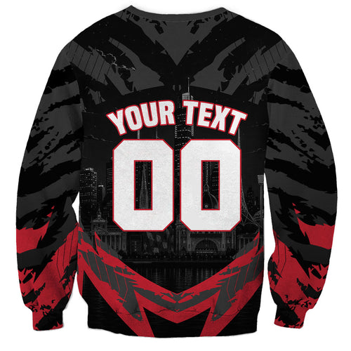 Personalised Essendon Bombers Football Sweatshirt Fierce Mosquito Mascot 3D Grunge City Art