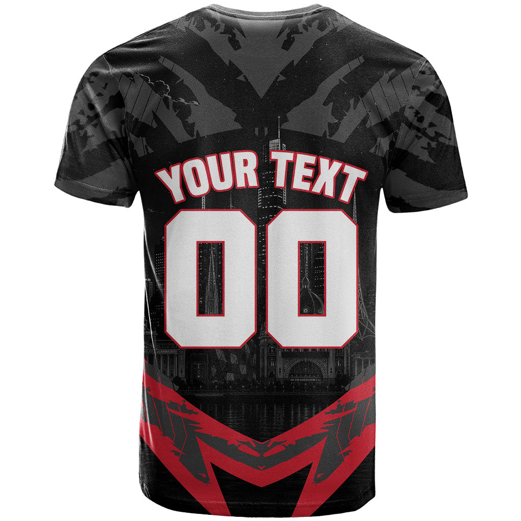 Personalised Essendon Bombers Football T Shirt Fierce Mosquito Mascot 3D Grunge City Art