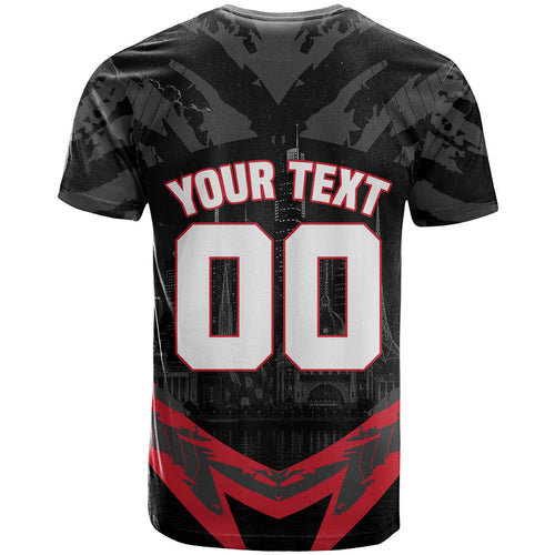 Personalised Essendon Bombers Football T Shirt Fierce Mosquito Mascot 3D Grunge City Art