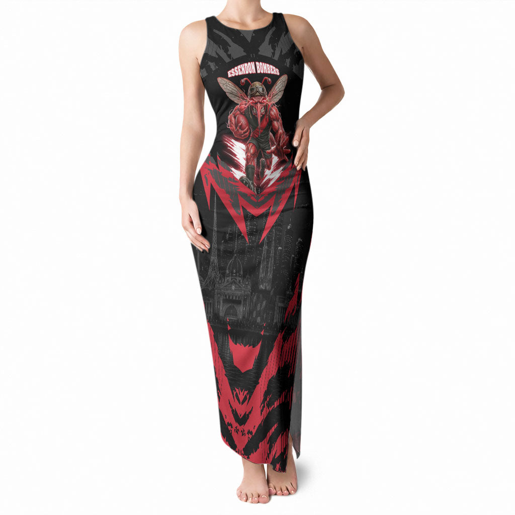 Personalised Essendon Bombers Football Tank Maxi Dress Fierce Mosquito Mascot 3D Grunge City Art
