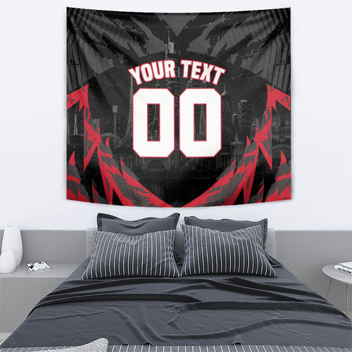 Personalised Essendon Bombers Football Tapestry Fierce Mosquito Mascot 3D Grunge City Art