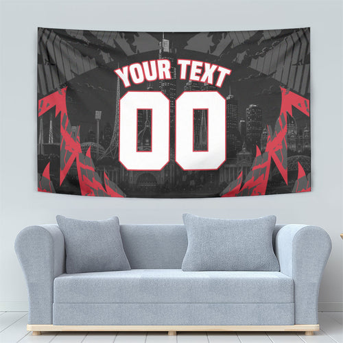 Personalised Essendon Bombers Football Tapestry Fierce Mosquito Mascot 3D Grunge City Art
