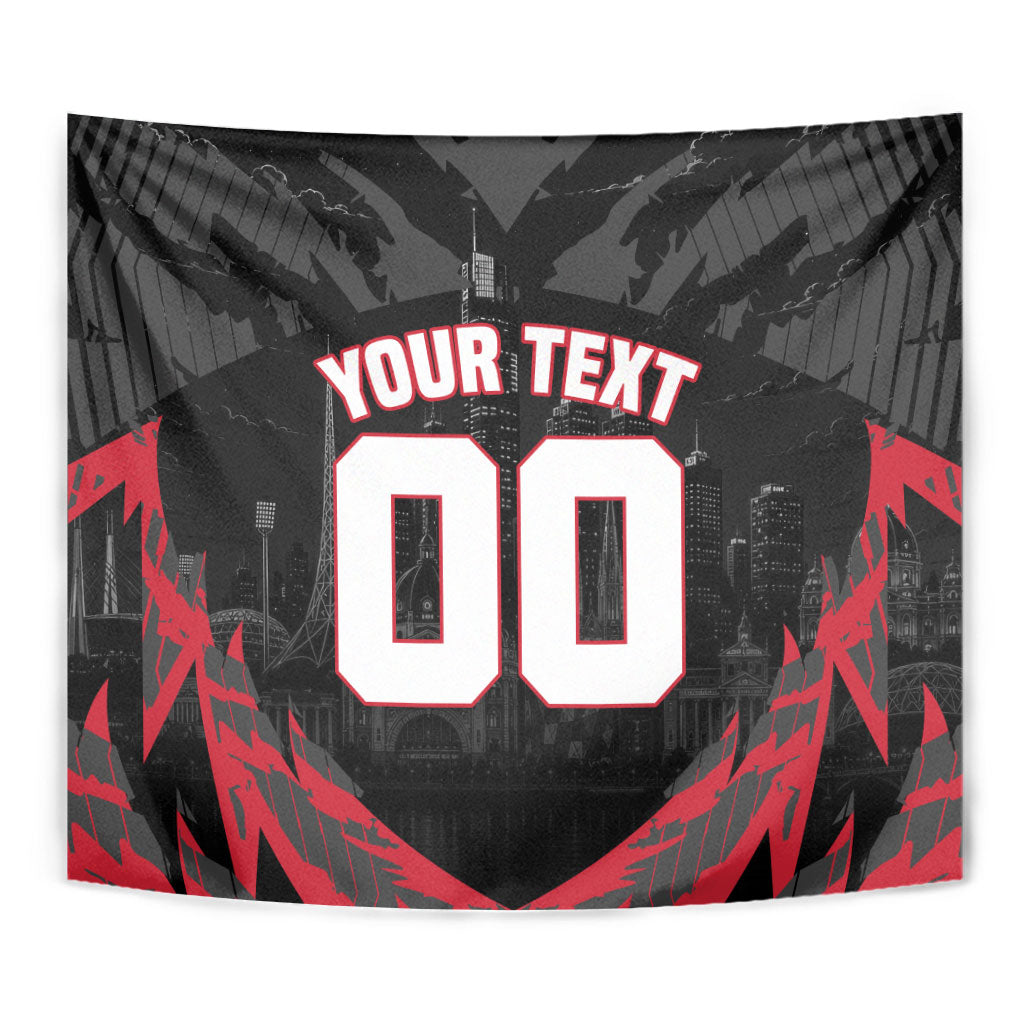 Personalised Essendon Bombers Football Tapestry Fierce Mosquito Mascot 3D Grunge City Art