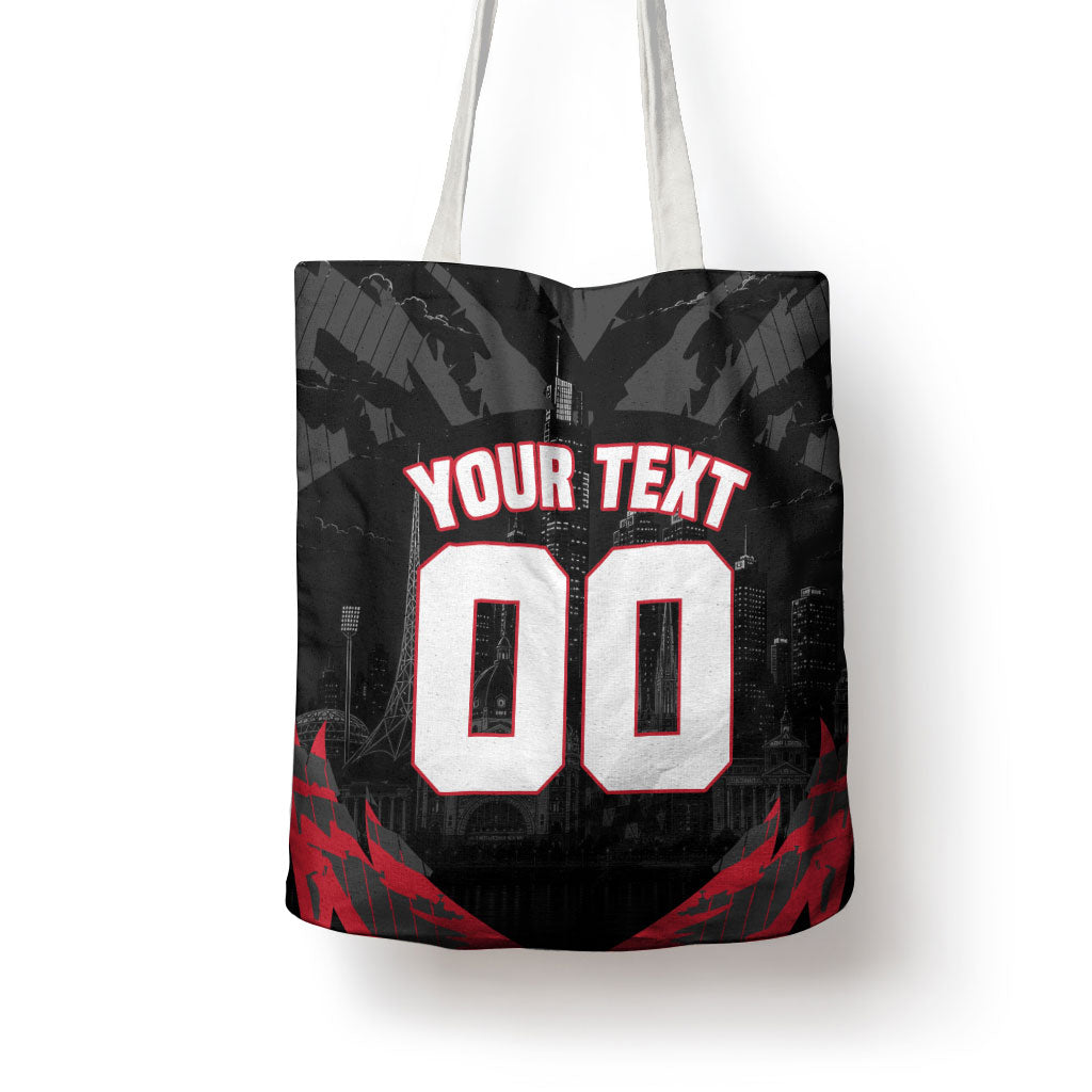 Personalised Essendon Bombers Football Tote Bag Fierce Mosquito Mascot 3D Grunge City Art
