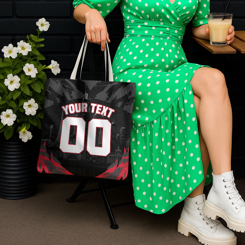 Personalised Essendon Bombers Football Tote Bag Fierce Mosquito Mascot 3D Grunge City Art