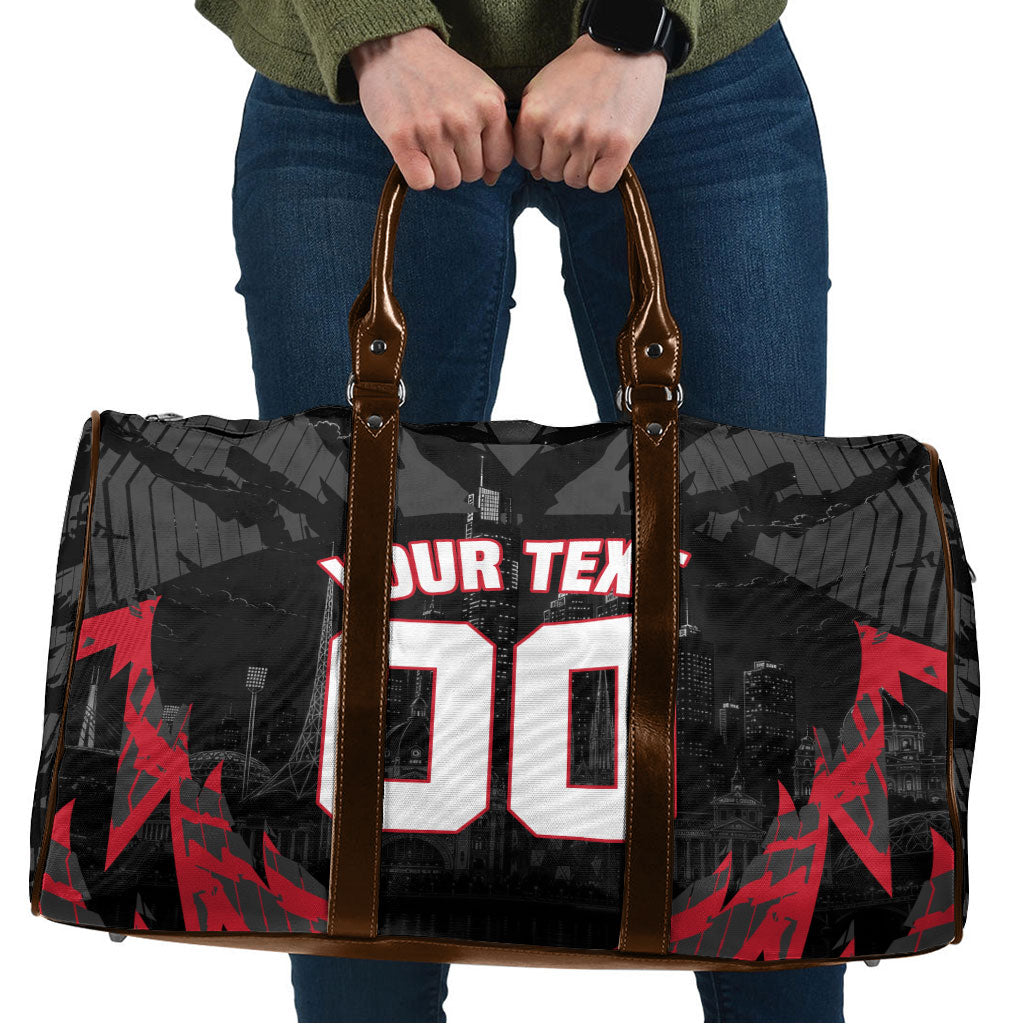 Personalised Essendon Bombers Football Travel Bag Fierce Mosquito Mascot 3D Grunge City Art