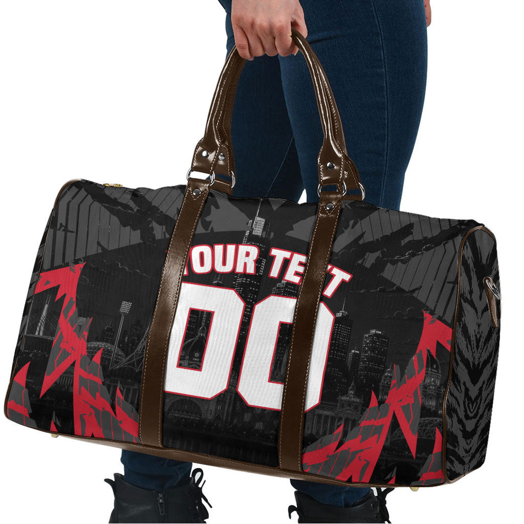 Personalised Essendon Bombers Football Travel Bag Fierce Mosquito Mascot 3D Grunge City Art