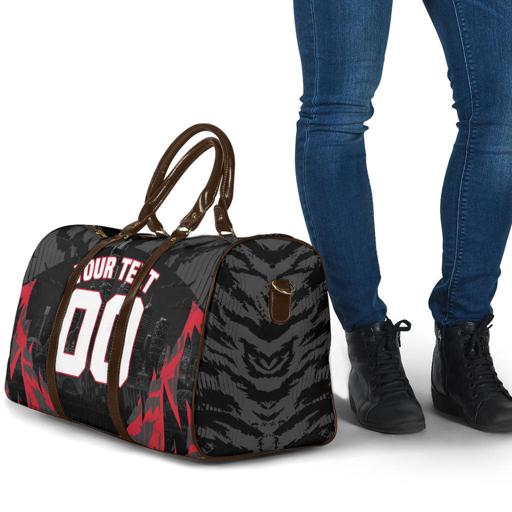 Personalised Essendon Bombers Football Travel Bag Fierce Mosquito Mascot 3D Grunge City Art