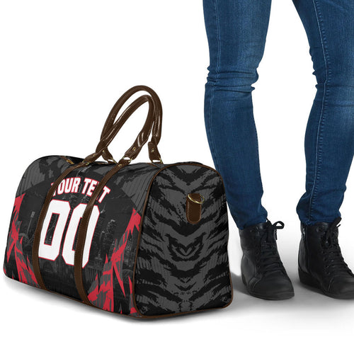 Personalised Essendon Bombers Football Travel Bag Fierce Mosquito Mascot 3D Grunge City Art