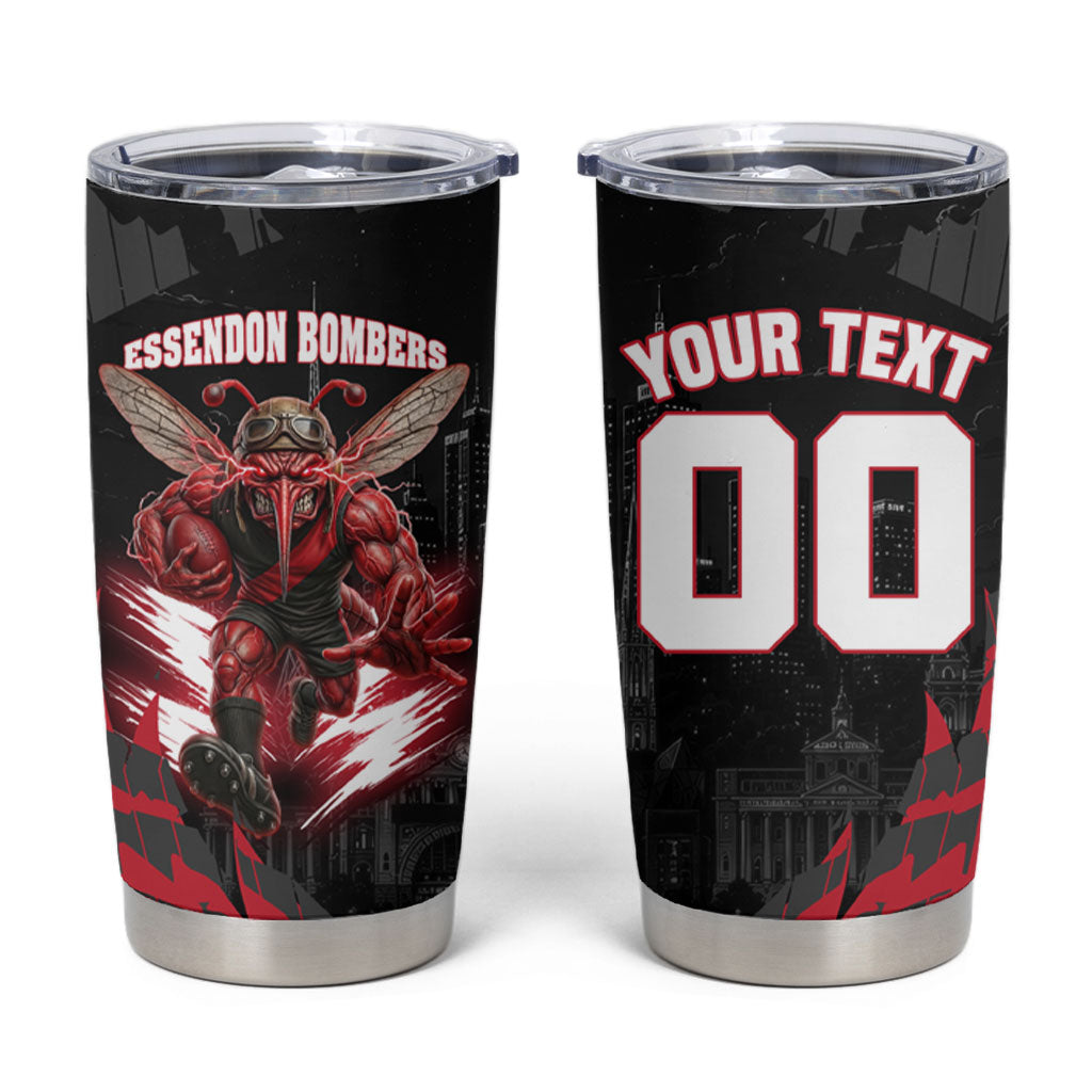 Personalised Essendon Bombers Football Tumbler Cup Fierce Mosquito Mascot 3D Grunge City Art