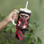 Personalised Essendon Bombers Football Tumbler With Handle Fierce Mosquito Mascot 3D Grunge City Art