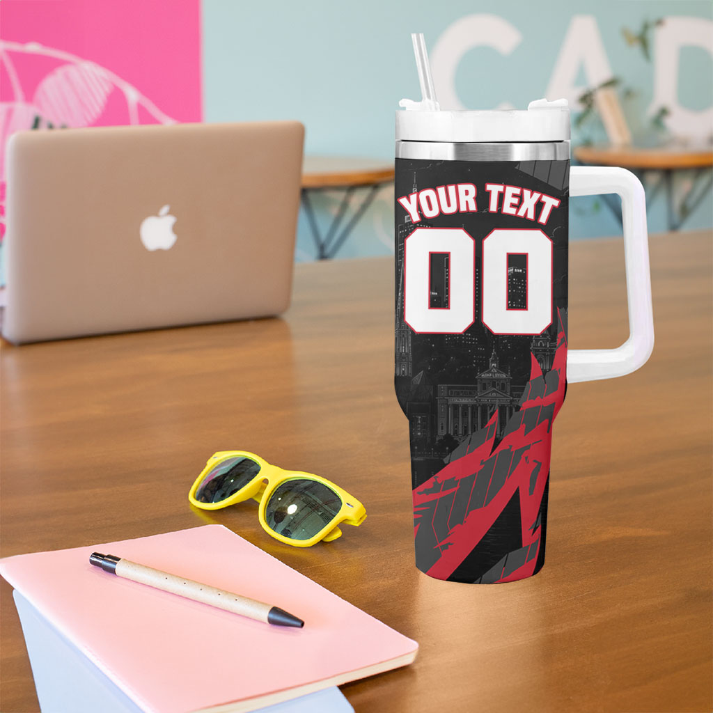 Personalised Essendon Bombers Football Tumbler With Handle Fierce Mosquito Mascot 3D Grunge City Art