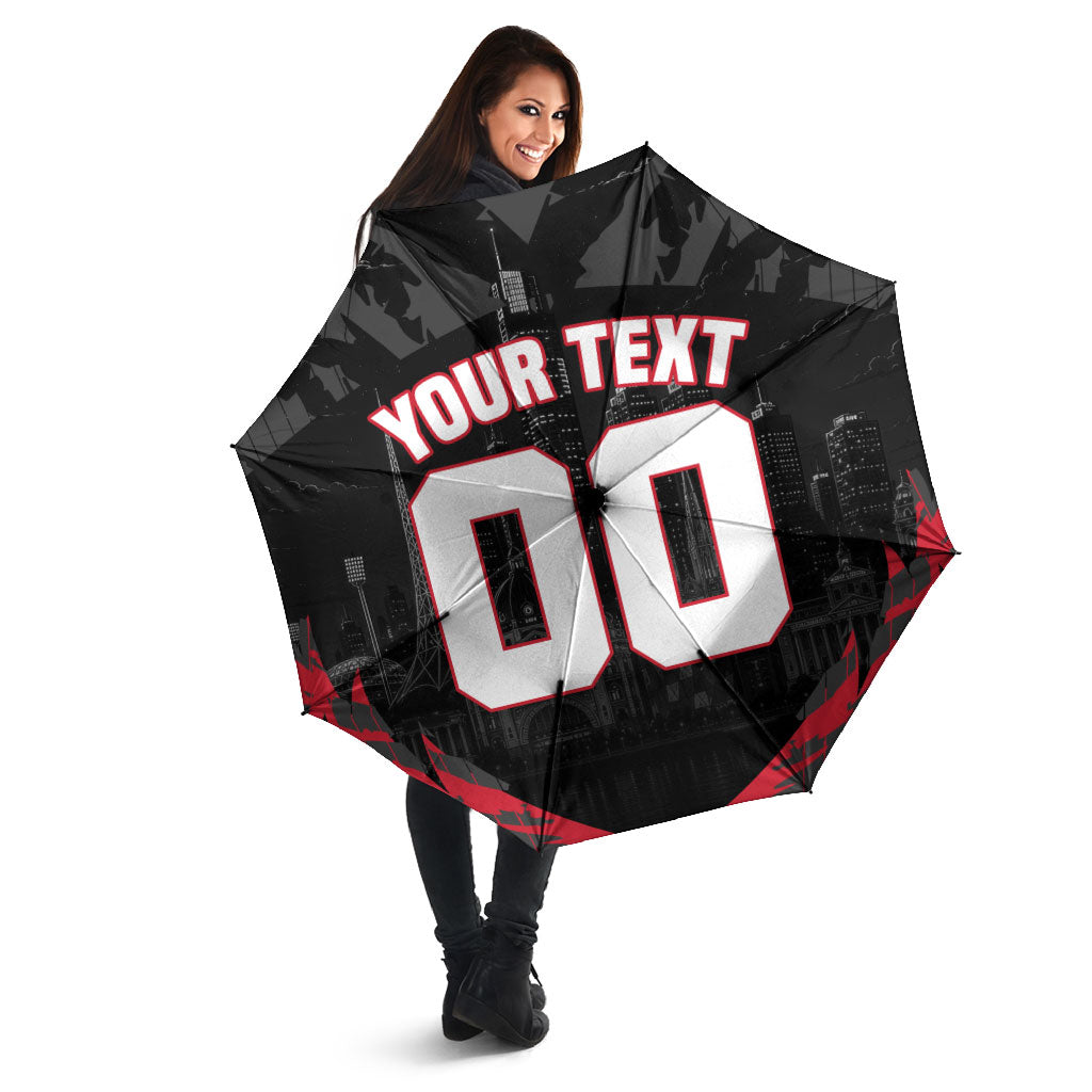 Personalised Essendon Bombers Football Umbrella Fierce Mosquito Mascot 3D Grunge City Art