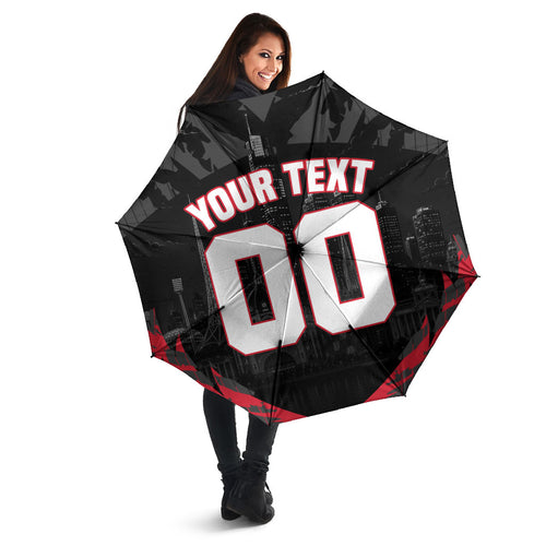 Personalised Essendon Bombers Football Umbrella Fierce Mosquito Mascot 3D Grunge City Art