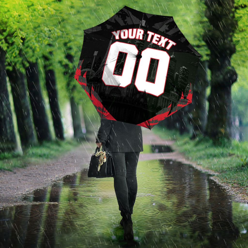 Personalised Essendon Bombers Football Umbrella Fierce Mosquito Mascot 3D Grunge City Art