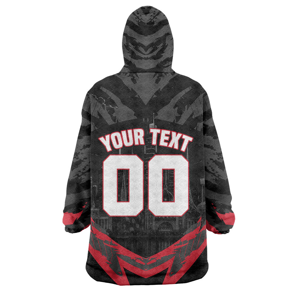 Personalised Essendon Bombers Football Wearable Blanket Hoodie Fierce Mosquito Mascot 3D Grunge City Art