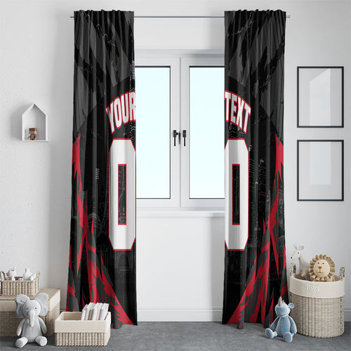 Personalised Essendon Bombers Football Window Curtain Fierce Mosquito Mascot 3D Grunge City Art