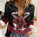 Personalised Essendon Bombers Football Women Casual Shirt Fierce Mosquito Mascot 3D Grunge City Art