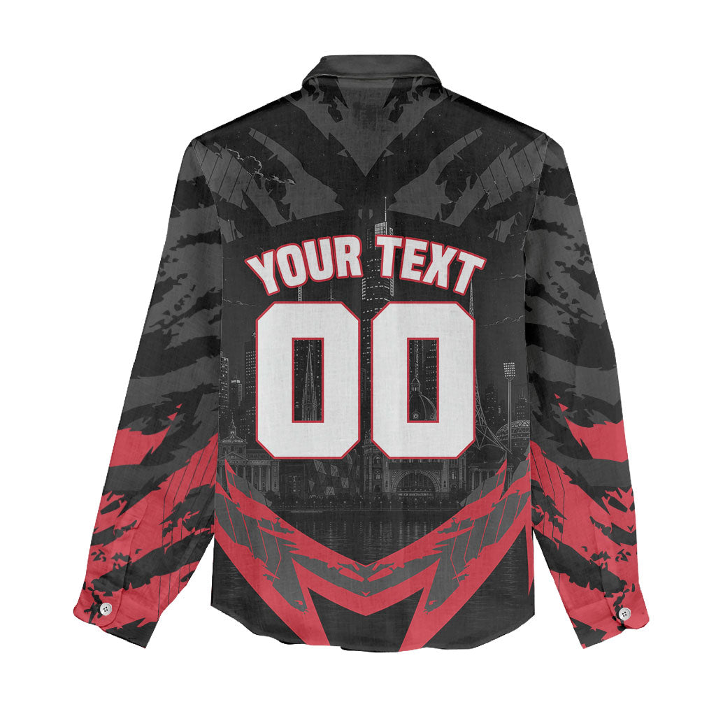 Personalised Essendon Bombers Football Women Casual Shirt Fierce Mosquito Mascot 3D Grunge City Art