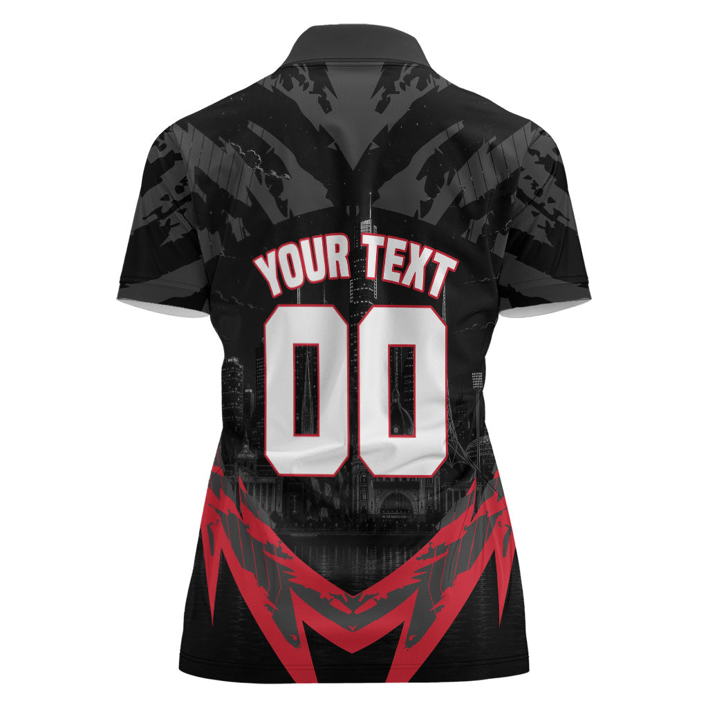 Personalised Essendon Bombers Football Women Polo Shirt Fierce Mosquito Mascot 3D Grunge City Art