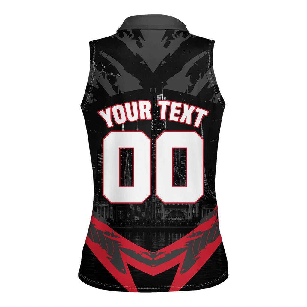 Personalised Essendon Bombers Football Women Sleeveless Polo Shirt Fierce Mosquito Mascot 3D Grunge City Art