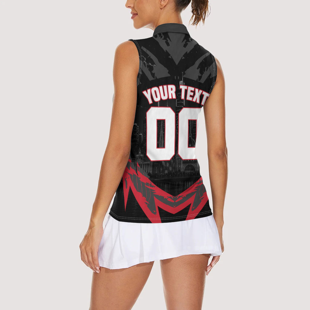 Personalised Essendon Bombers Football Women Sleeveless Polo Shirt Fierce Mosquito Mascot 3D Grunge City Art