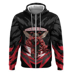 Personalised Essendon Bombers Football Zip Hoodie Fierce Mosquito Mascot 3D Grunge City Art