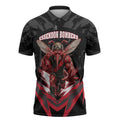 Personalised Essendon Bombers Football Zipper Polo Shirt Fierce Mosquito Mascot 3D Grunge City Art