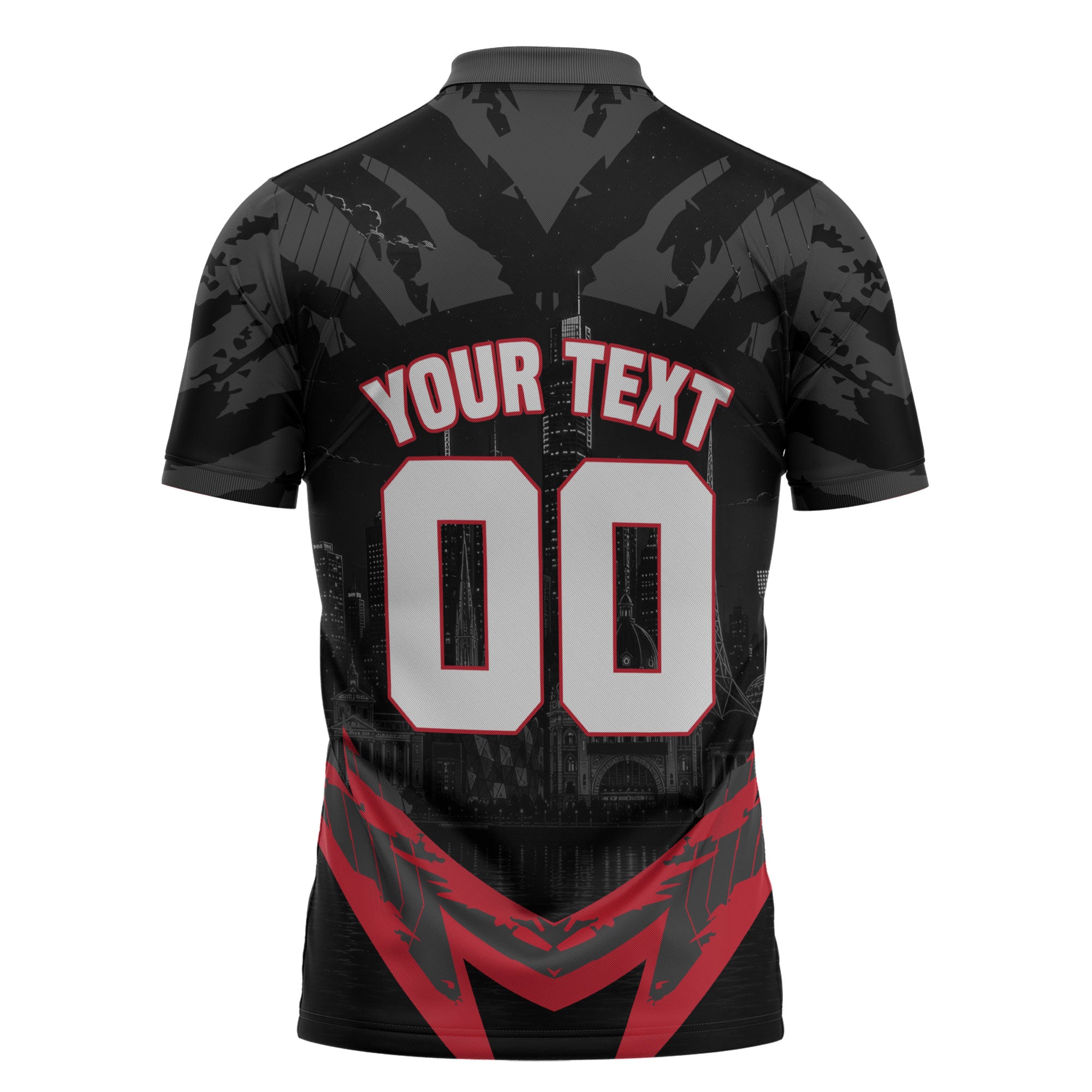 Personalised Essendon Bombers Football Zipper Polo Shirt Fierce Mosquito Mascot 3D Grunge City Art