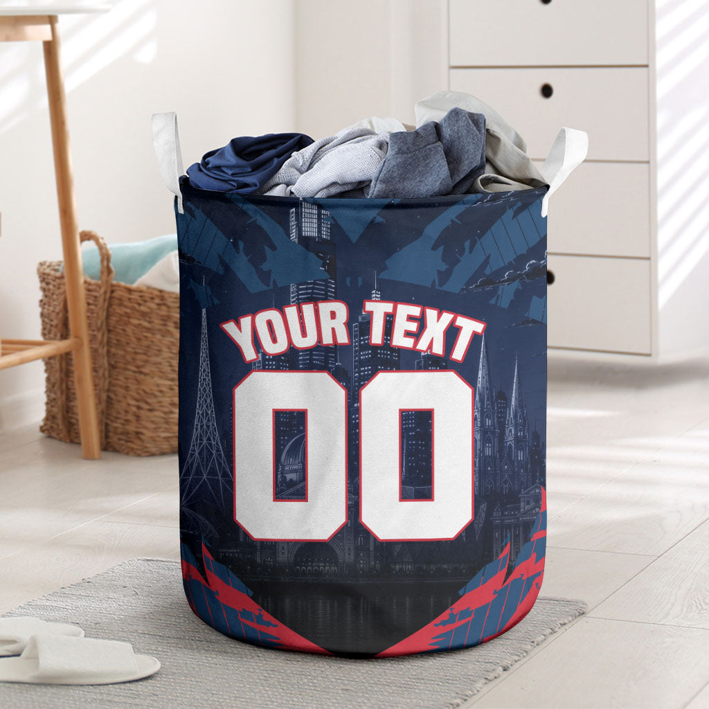 Personalised Melbourne Demons Football Laundry Basket Fierce Devil Mascot 3D Grunge City Art
