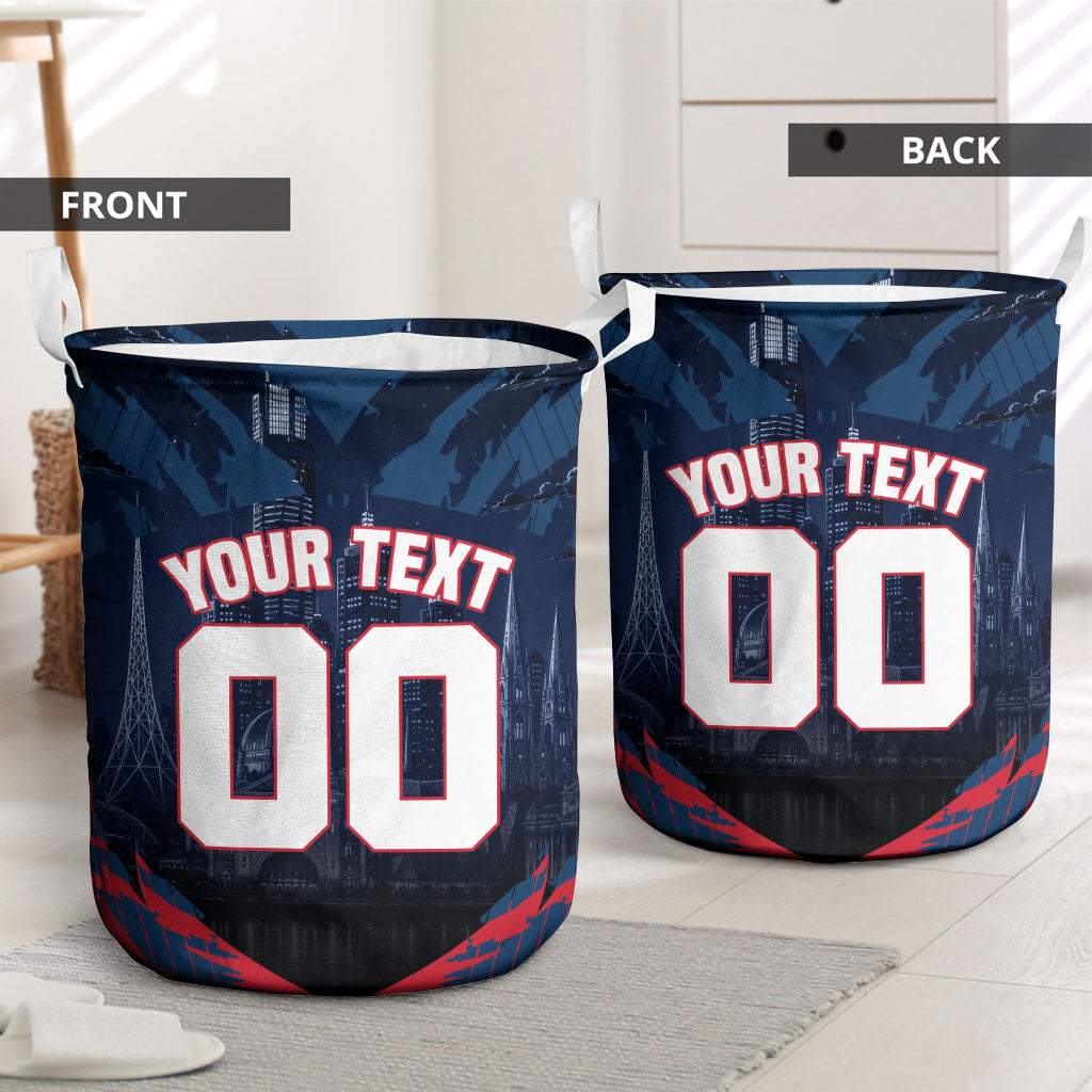 Personalised Melbourne Demons Football Laundry Basket Fierce Devil Mascot 3D Grunge City Art