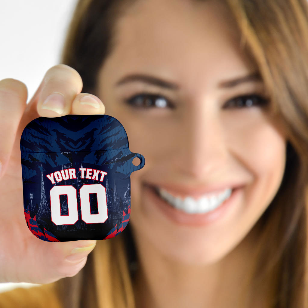 Personalised Melbourne Demons Football AirPods Case Fierce Devil Mascot 3D Grunge City Art