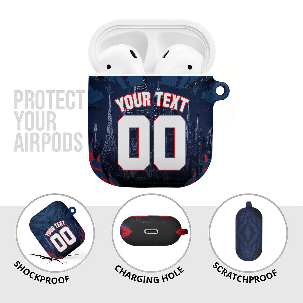 Personalised Melbourne Demons Football AirPods Case Fierce Devil Mascot 3D Grunge City Art