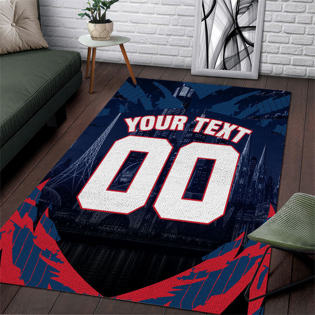 Personalised Melbourne Demons Football Area Rug Fierce Devil Mascot 3D Grunge City Art