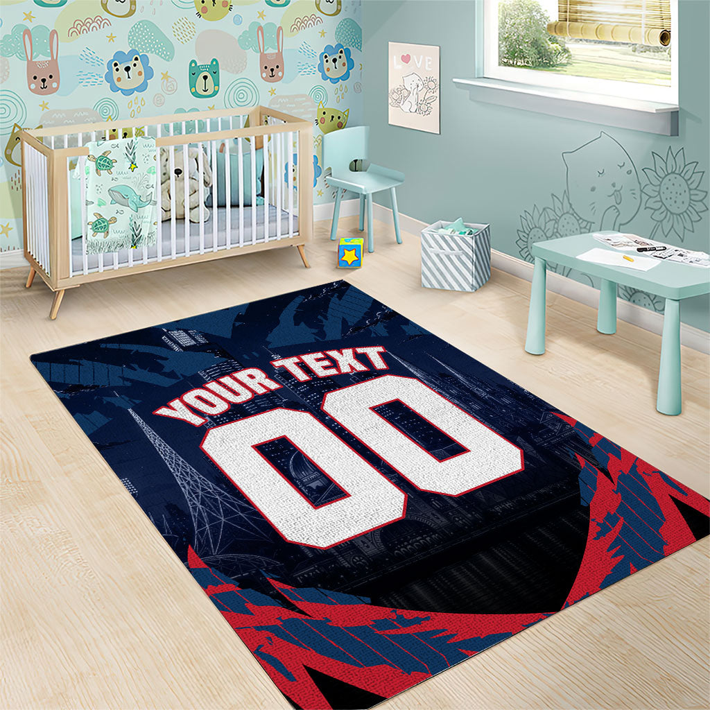 Personalised Melbourne Demons Football Area Rug Fierce Devil Mascot 3D Grunge City Art