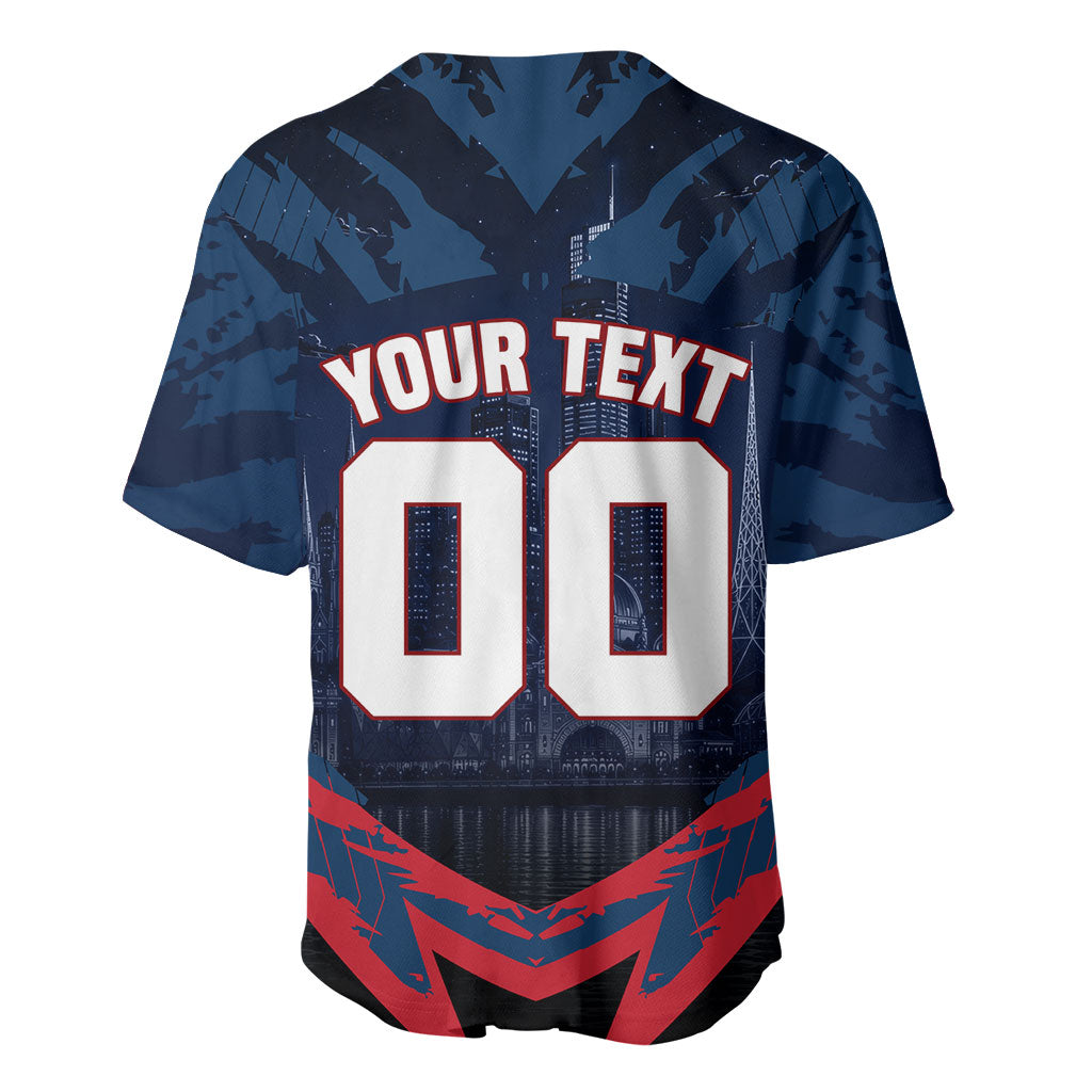 Personalised Melbourne Demons Football Baseball Jersey Fierce Devil Mascot 3D Grunge City Art