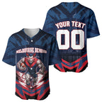 Personalised Melbourne Demons Football Baseball Jersey Fierce Devil Mascot 3D Grunge City Art