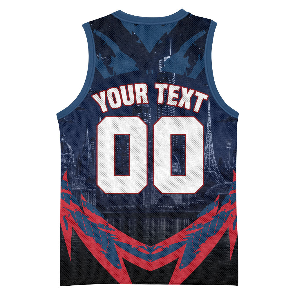 Personalised Melbourne Demons Football Basketball Jersey Fierce Devil Mascot 3D Grunge City Art