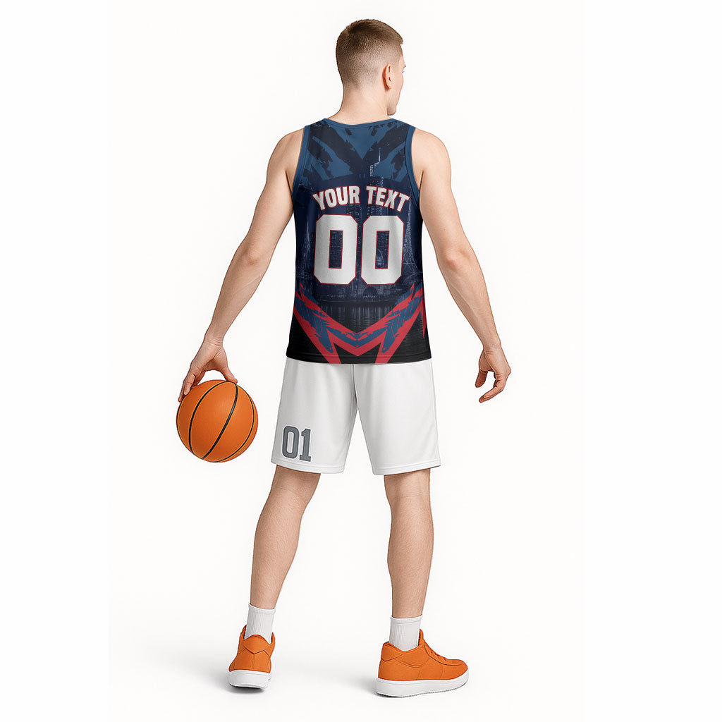 Personalised Melbourne Demons Football Basketball Jersey Fierce Devil Mascot 3D Grunge City Art