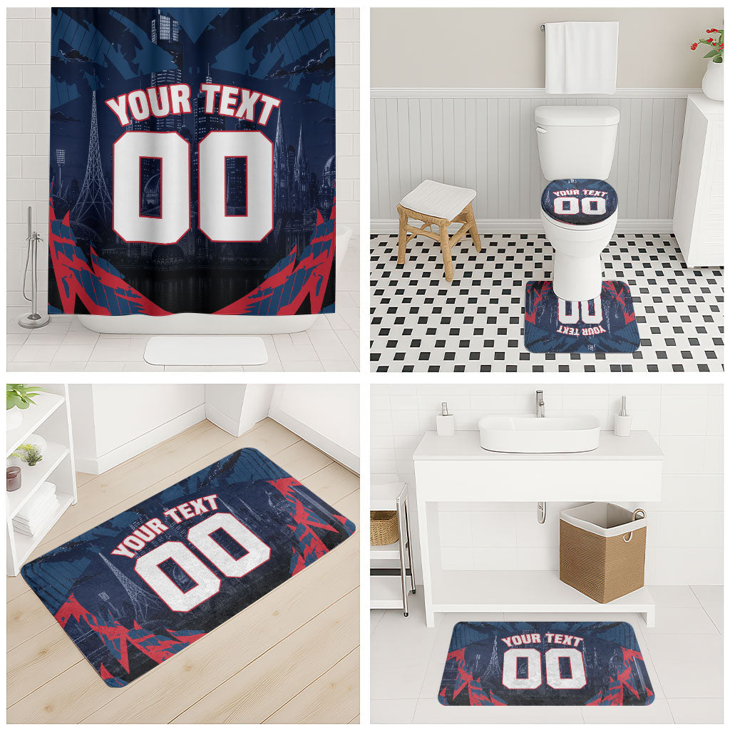 Personalised Melbourne Demons Football Bathroom Set Fierce Devil Mascot 3D Grunge City Art