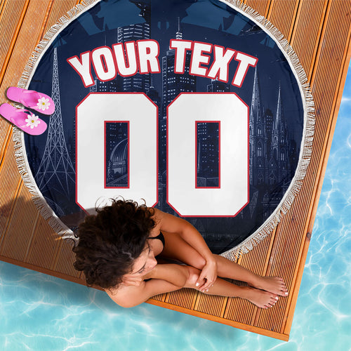 Personalised Melbourne Demons Football Beach Blanket Fierce Devil Mascot 3D Grunge City Art