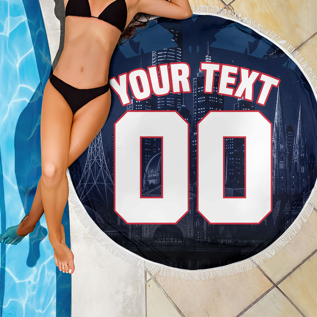 Personalised Melbourne Demons Football Beach Blanket Fierce Devil Mascot 3D Grunge City Art
