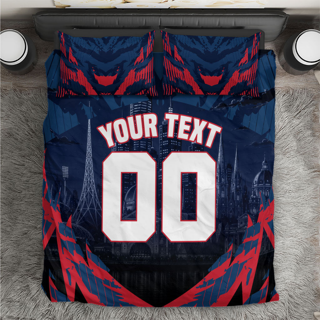 Personalised Melbourne Demons Football Bedding Set Fierce Devil Mascot 3D Grunge City Art