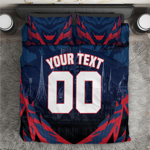 Personalised Melbourne Demons Football Bedding Set Fierce Devil Mascot 3D Grunge City Art