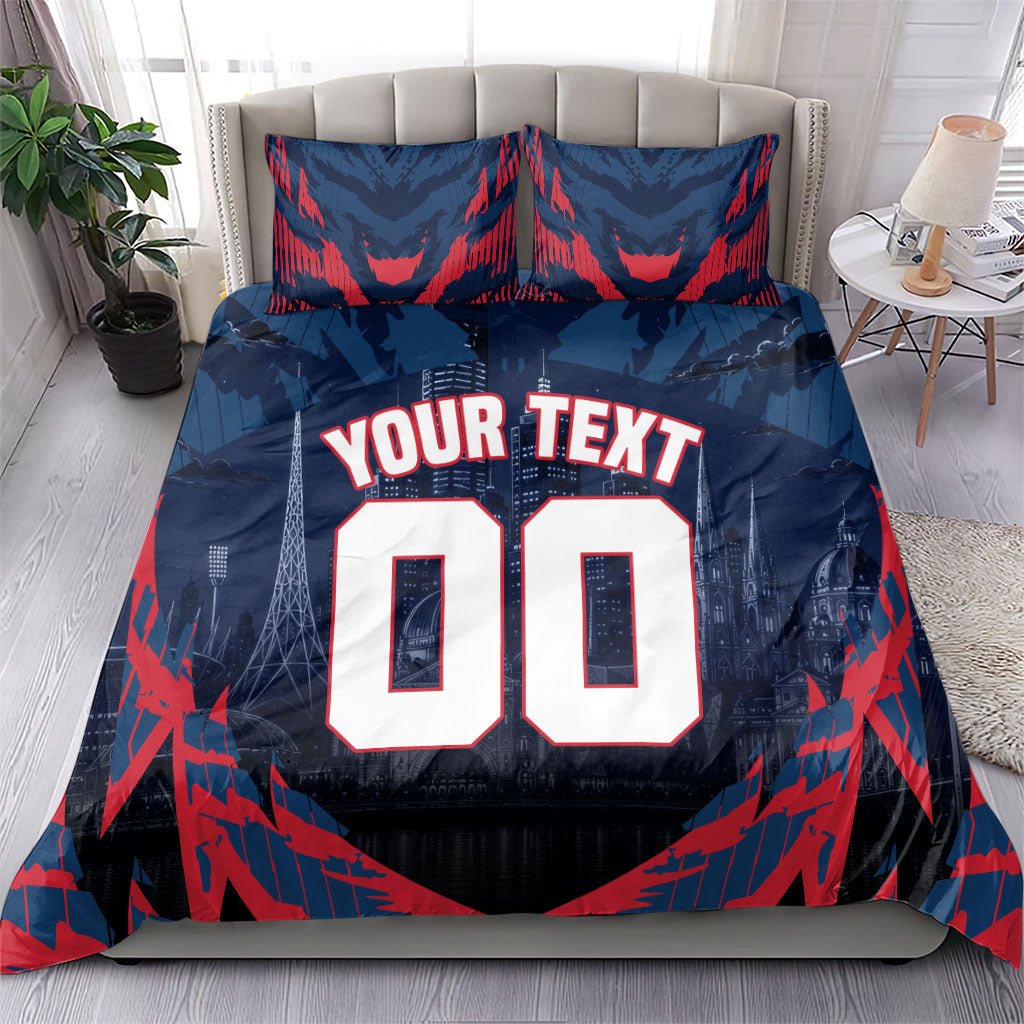 Personalised Melbourne Demons Football Bedding Set Fierce Devil Mascot 3D Grunge City Art